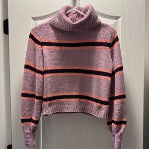 Wild Fable Pink and Black Striped Turtleneck